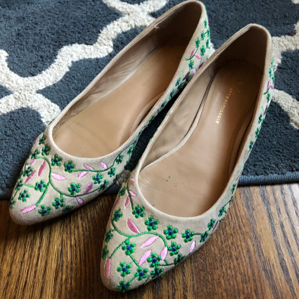 Anthropologie Floral Vine Flats